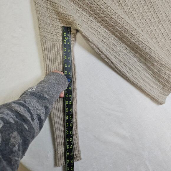 Garnet Hill Sm Ws Oatmeal Tan knit Lambwool Angora Blend turtleneck sweater Warm - Picture 7 of 12